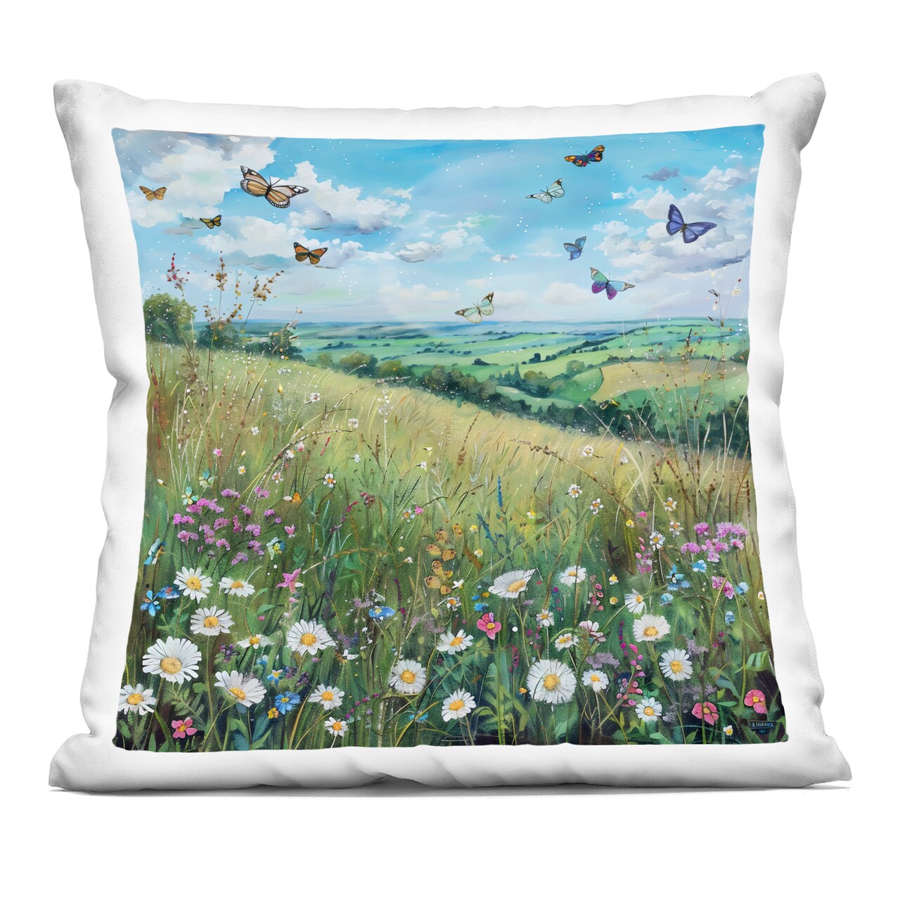 Stupell Industries Butterflies In Tranquil Meadow Indoor Pillow, 18 x 7 x 18